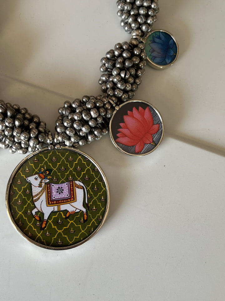 Exquisite Hand painted Ghungroo Pendant Necklace - Elevate Your Elegance