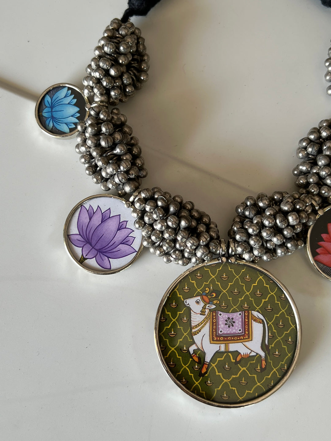 Exquisite Hand painted Ghungroo Pendant Necklace - Elevate Your Elegance