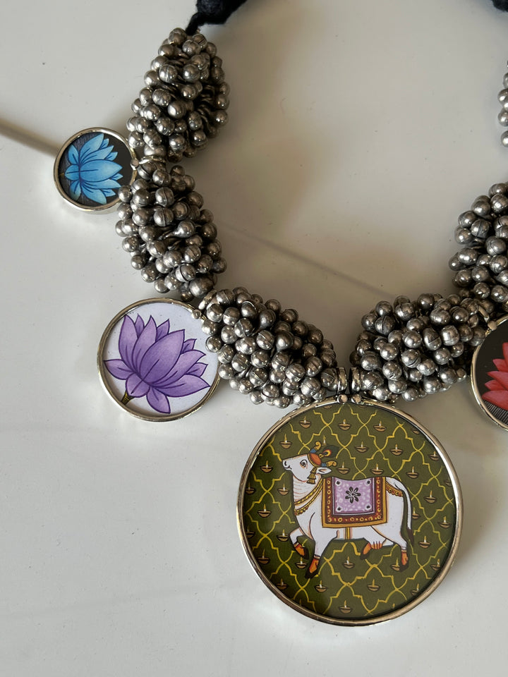 Exquisite Hand painted Ghungroo Pendant Necklace - Elevate Your Elegance
