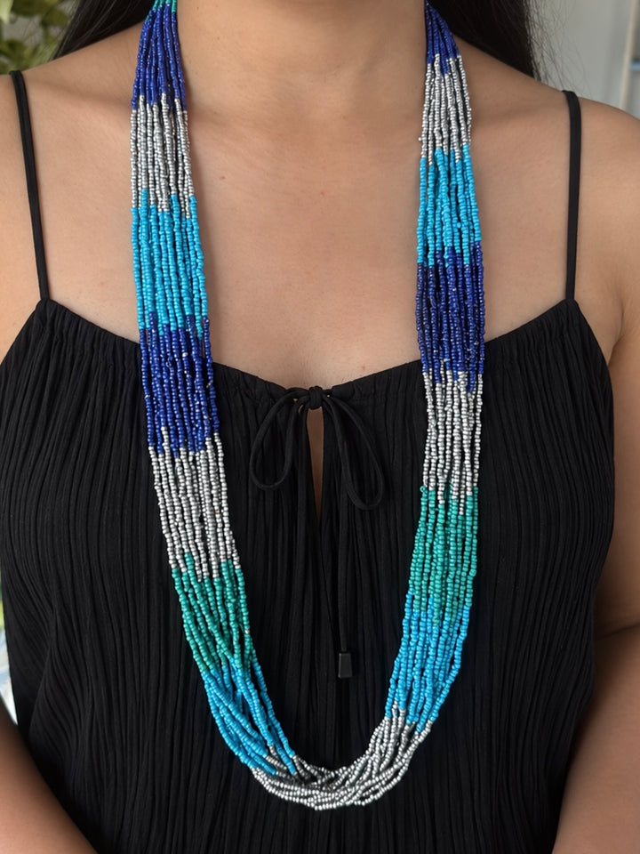 Bahamas Blue Multilayer Bead Necklace Set