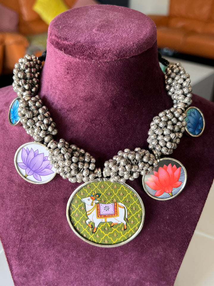 Exquisite Hand painted Ghungroo Pendant Necklace - Elevate Your Elegance