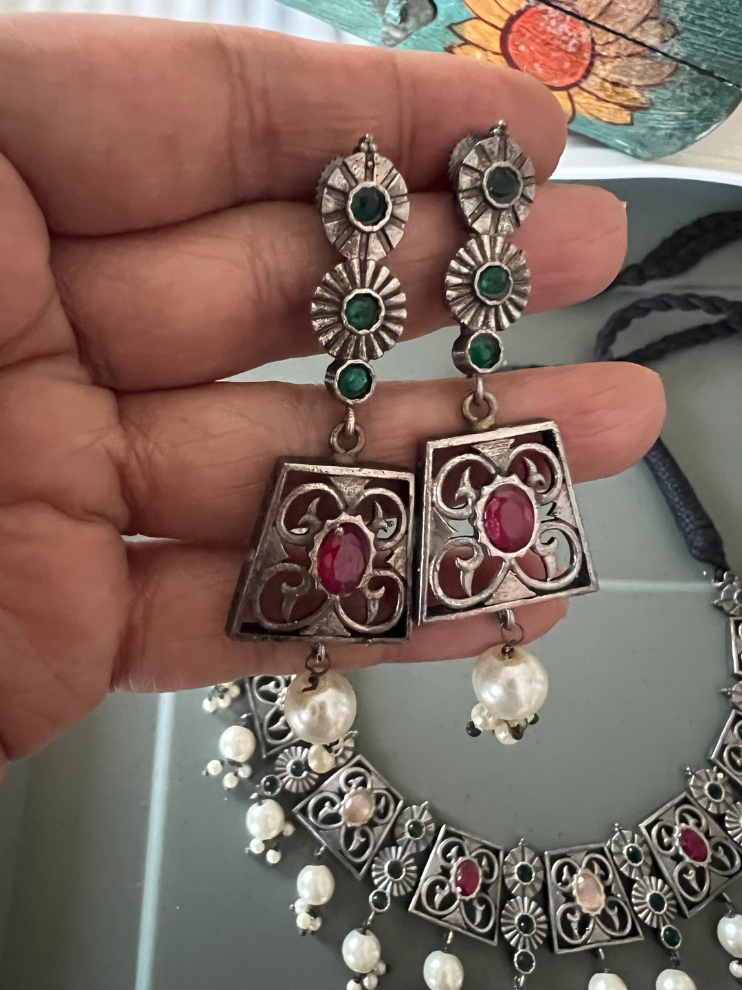 Vintage Necklace Stud Earrings