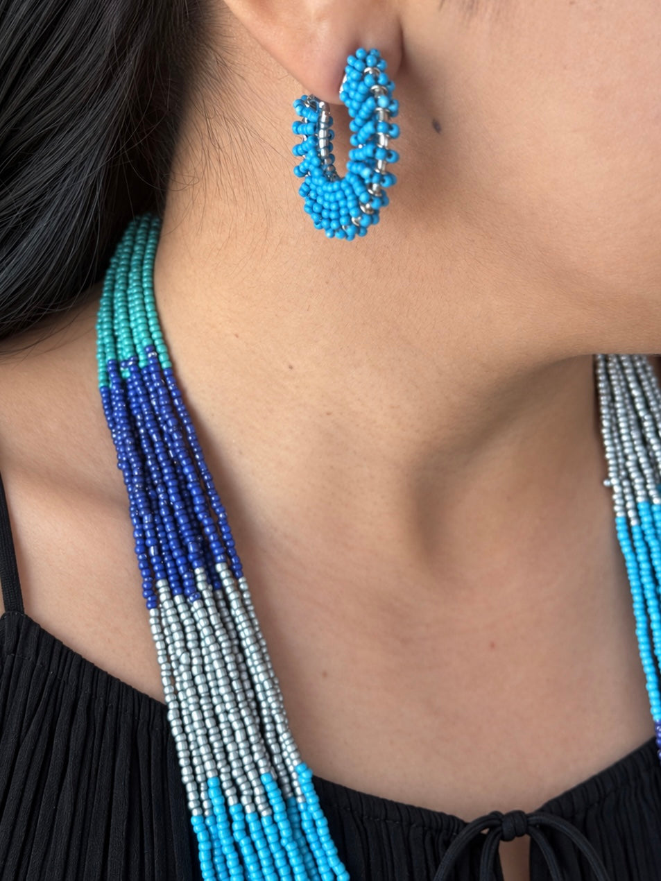Bahamas Blue Multilayer Bead Necklace Set