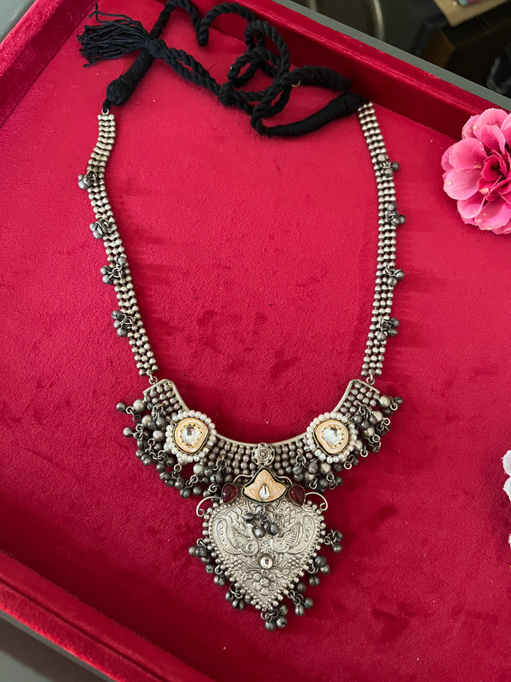 Vintage Fusion Brass Necklace with Ghungroos - Festive Elegance