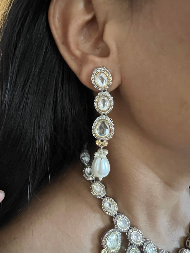 Victorian Kundan and Pearls Necklace with Earrings