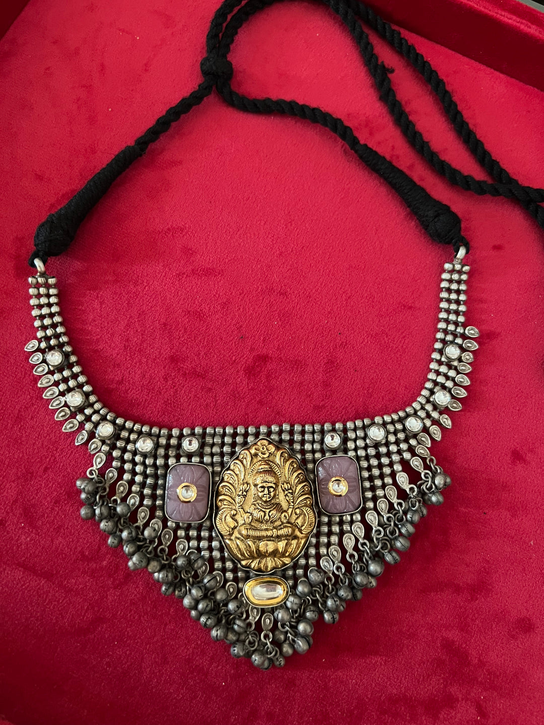 Vintage Fusion Brass Necklace with Ghungroos - Festive Elegance