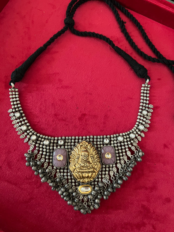 Vintage Fusion Brass Necklace with Ghungroos - Festive Elegance