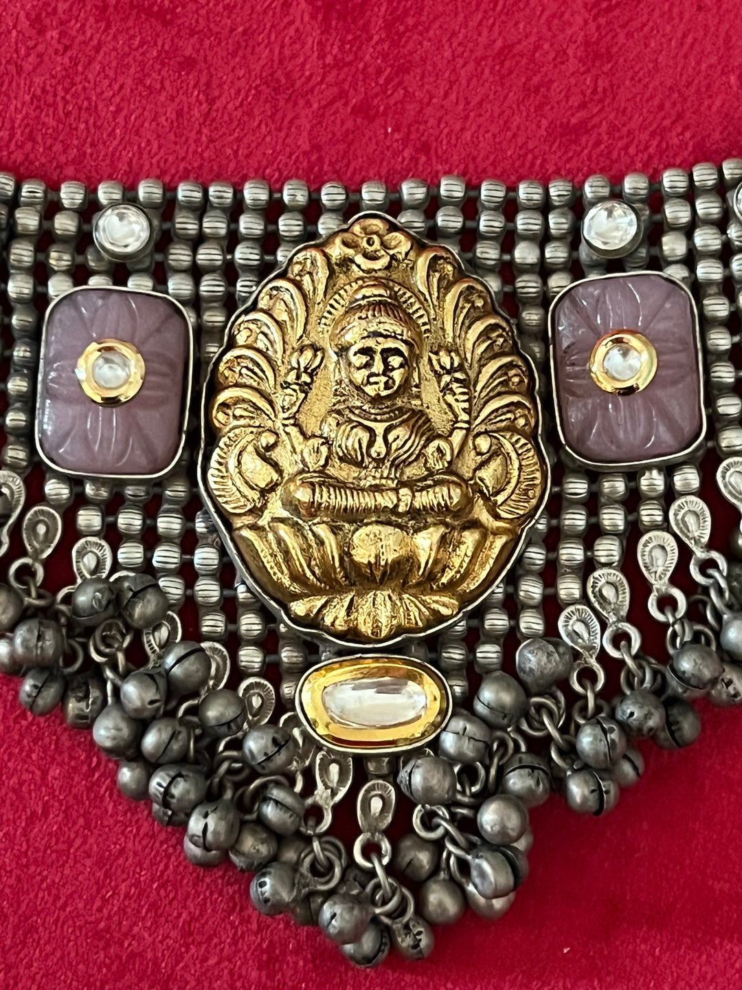 Vintage Fusion Brass Necklace with Ghungroos - Festive Elegance
