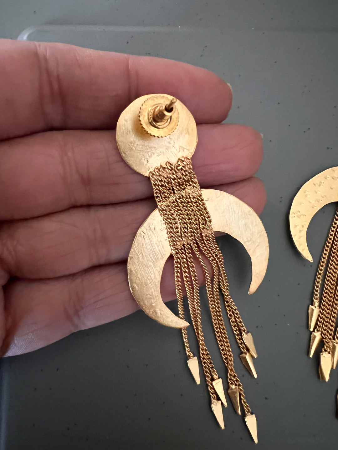 Statement Crescent Tasseled Earrings