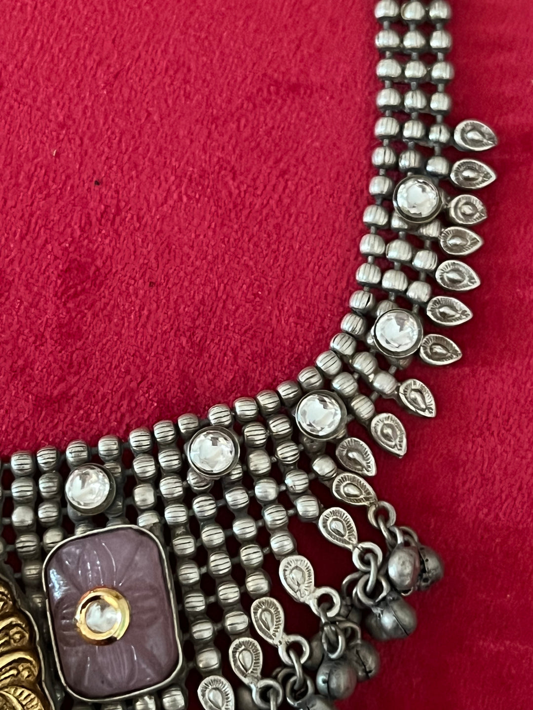 Vintage Fusion Brass Necklace with Ghungroos - Festive Elegance