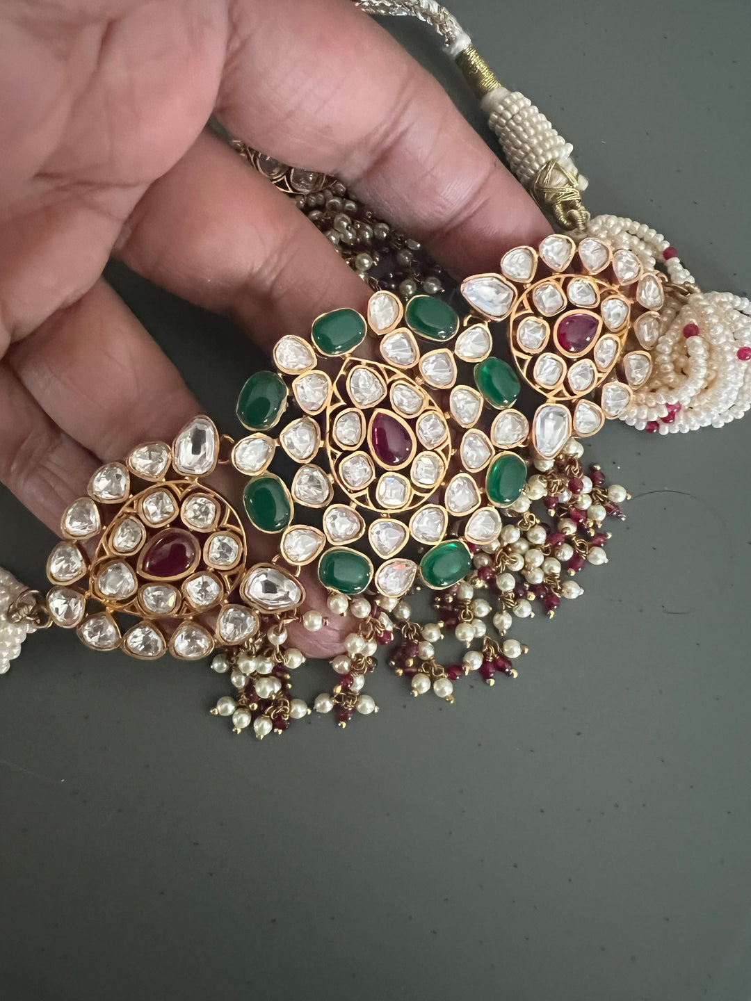 Scintillating Navratna Kundan Choker with Earrings