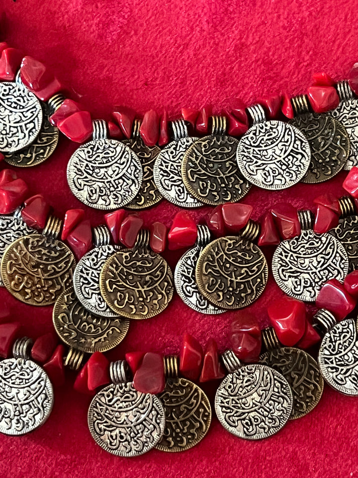 Handmade Brass and Bead Tribal Coin Necklace – Embrace Tribal Elegance