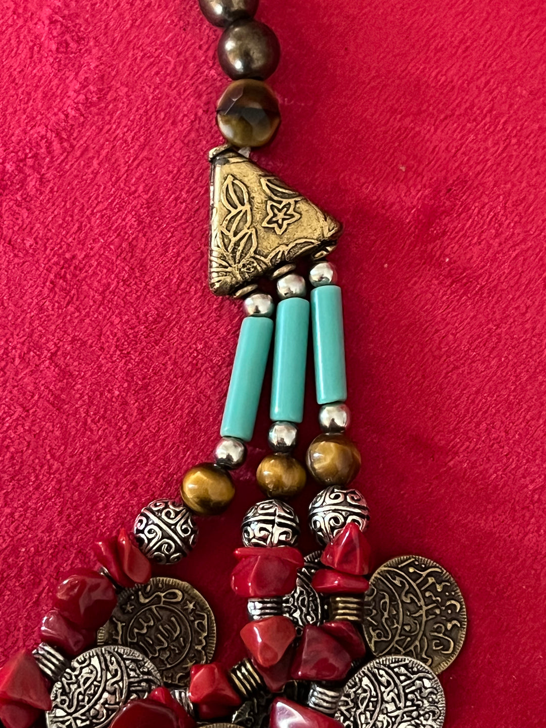 Handmade Brass and Bead Tribal Coin Necklace – Embrace Tribal Elegance