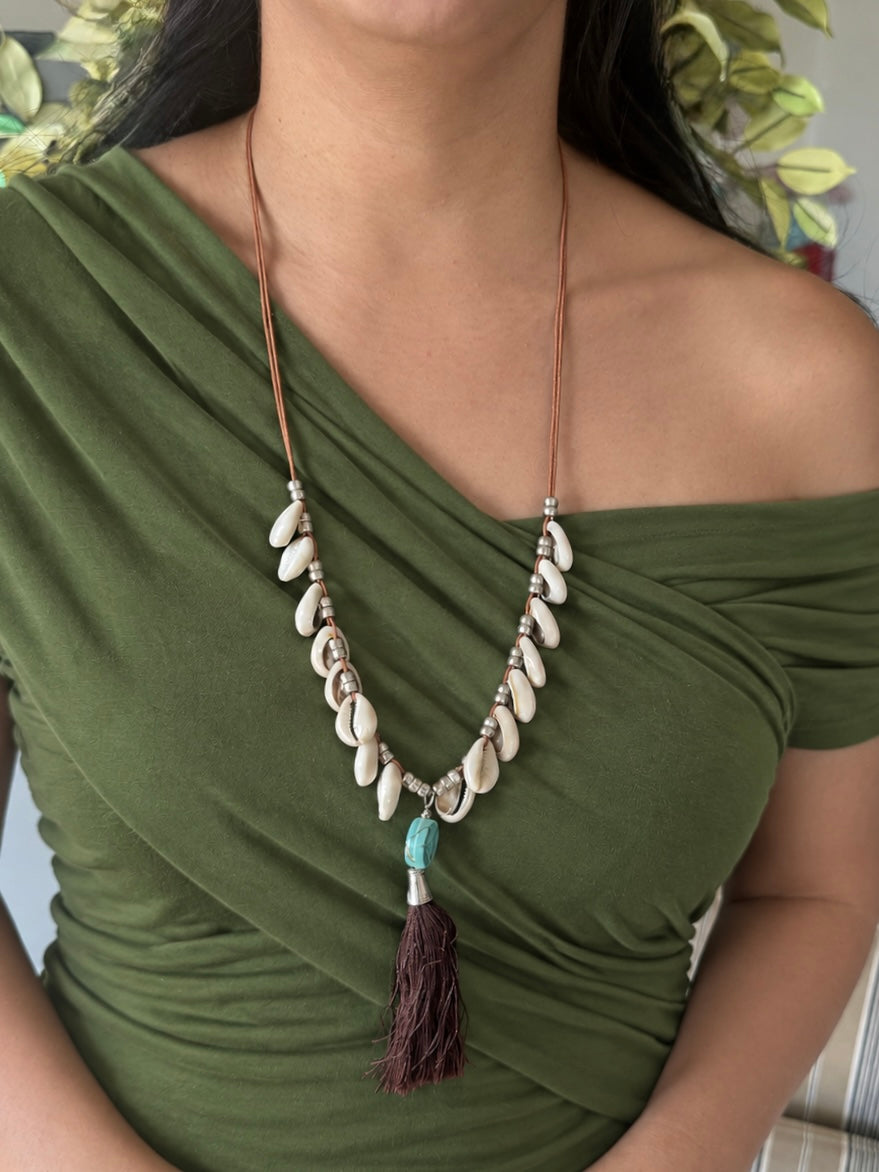 Cowrie Shell Tassel Mala Necklace