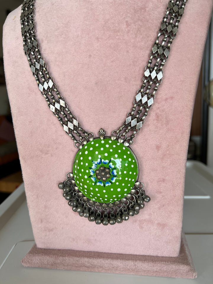 Exquisite Antique Enamelled Pendant Necklace - Elevate Your Elegance