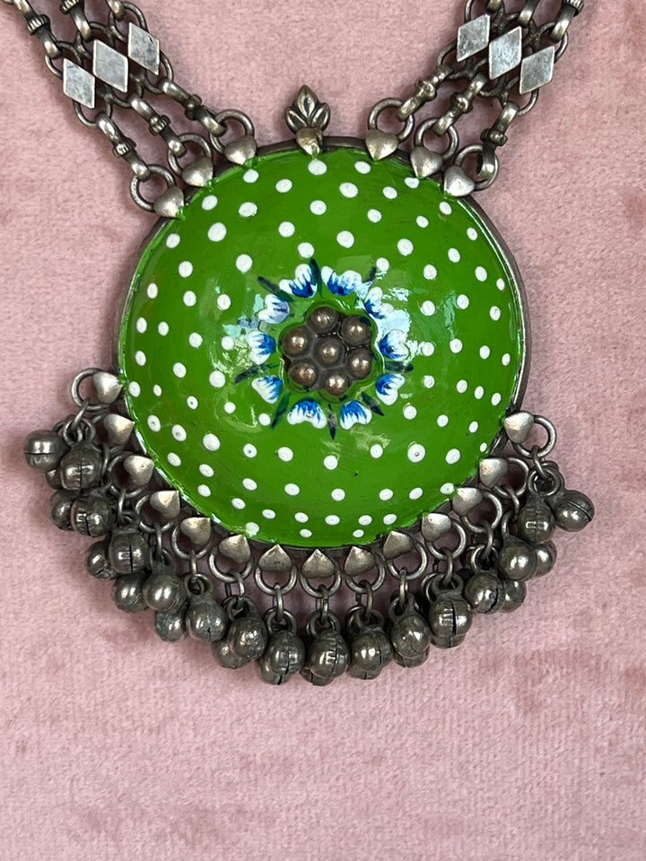 Exquisite Antique Enamelled Pendant Necklace - Elevate Your Elegance