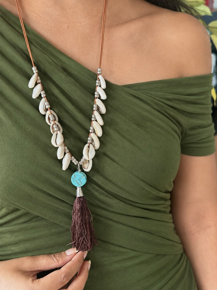 Cowrie Shell Tassel Mala Necklace