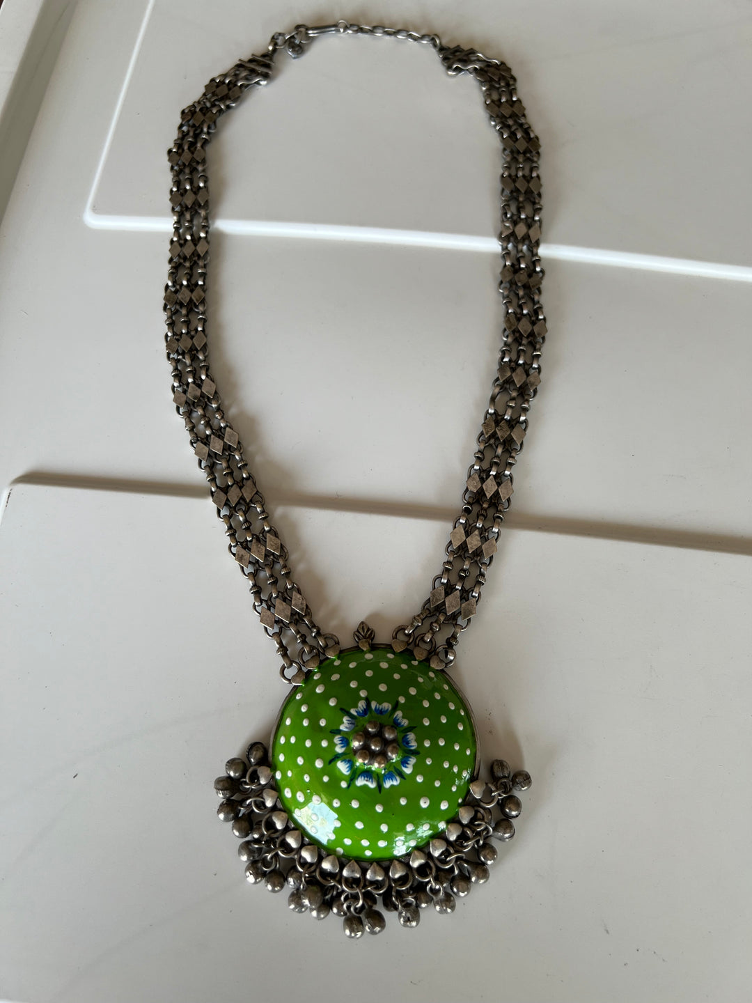 Exquisite Antique Enamelled Pendant Necklace - Elevate Your Elegance