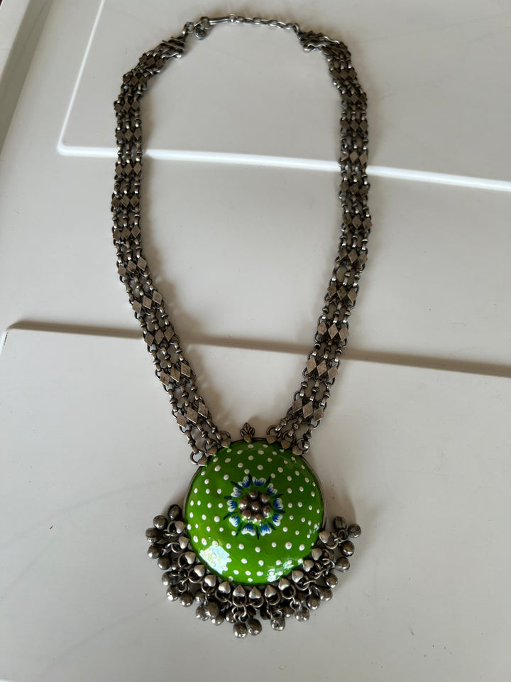 Exquisite Antique Enamelled Pendant Necklace - Elevate Your Elegance