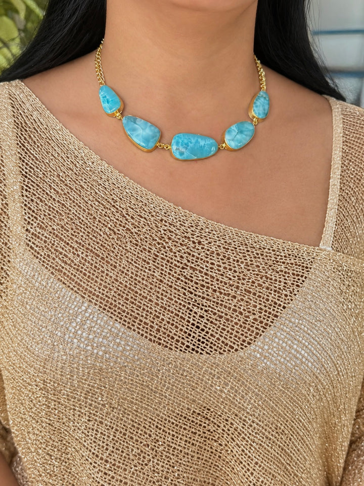 Caribbean Sky Blue Larimar Stone Necklace