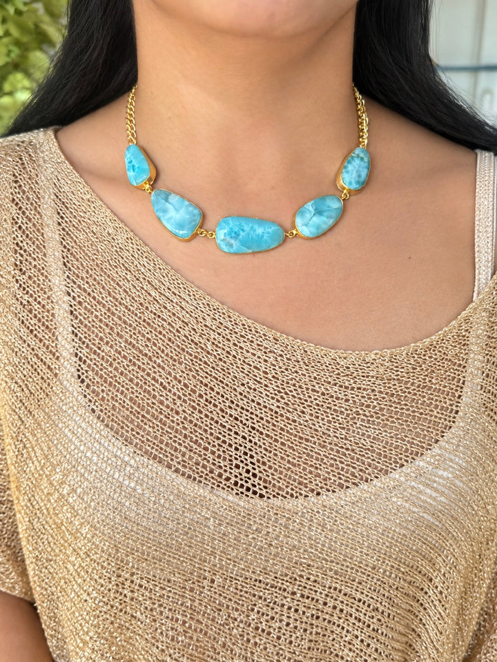 Caribbean Sky Blue Larimar Stone Necklace