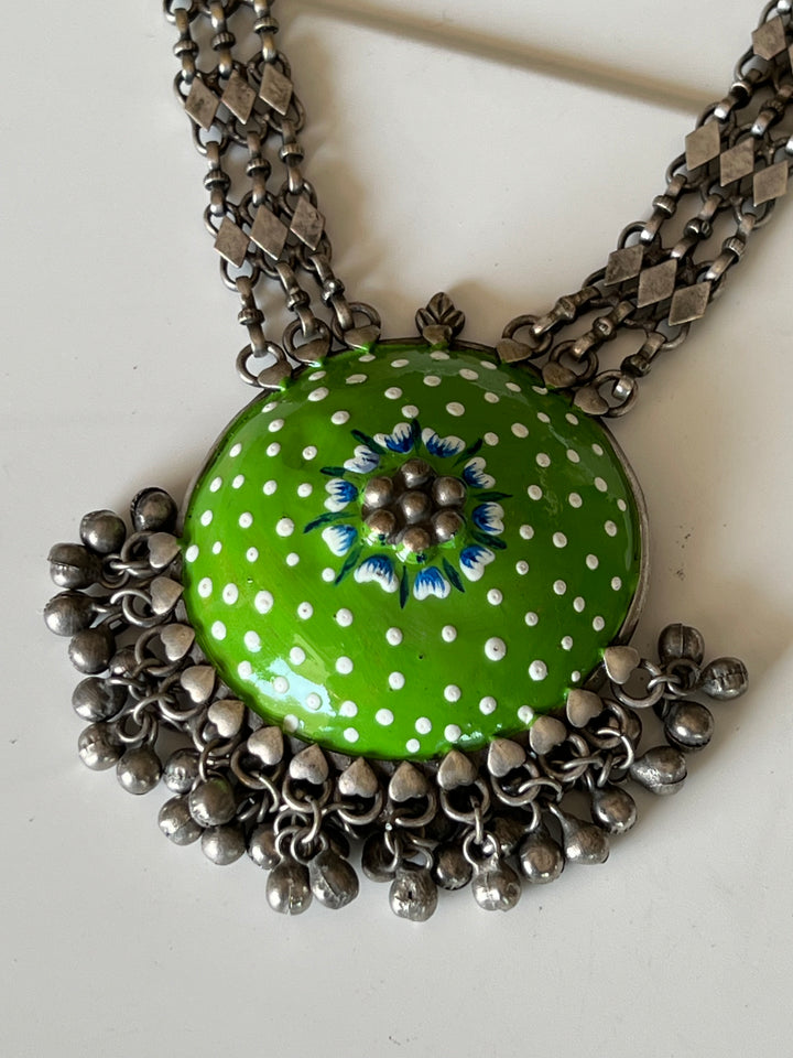 Exquisite Antique Enamelled Pendant Necklace - Elevate Your Elegance