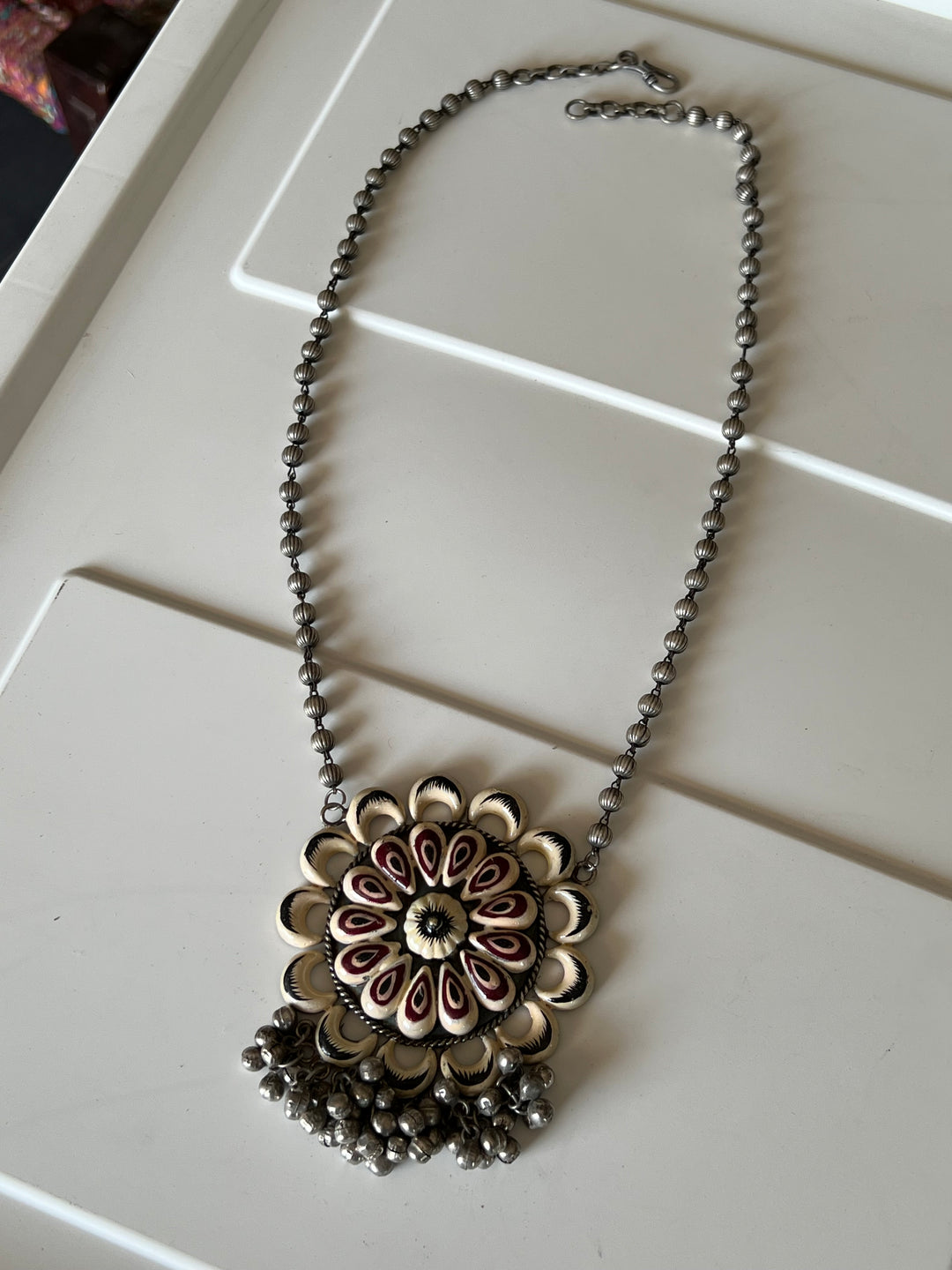 Exquisite Antique Enamelled Pendant Necklace - Elevate Your Elegance