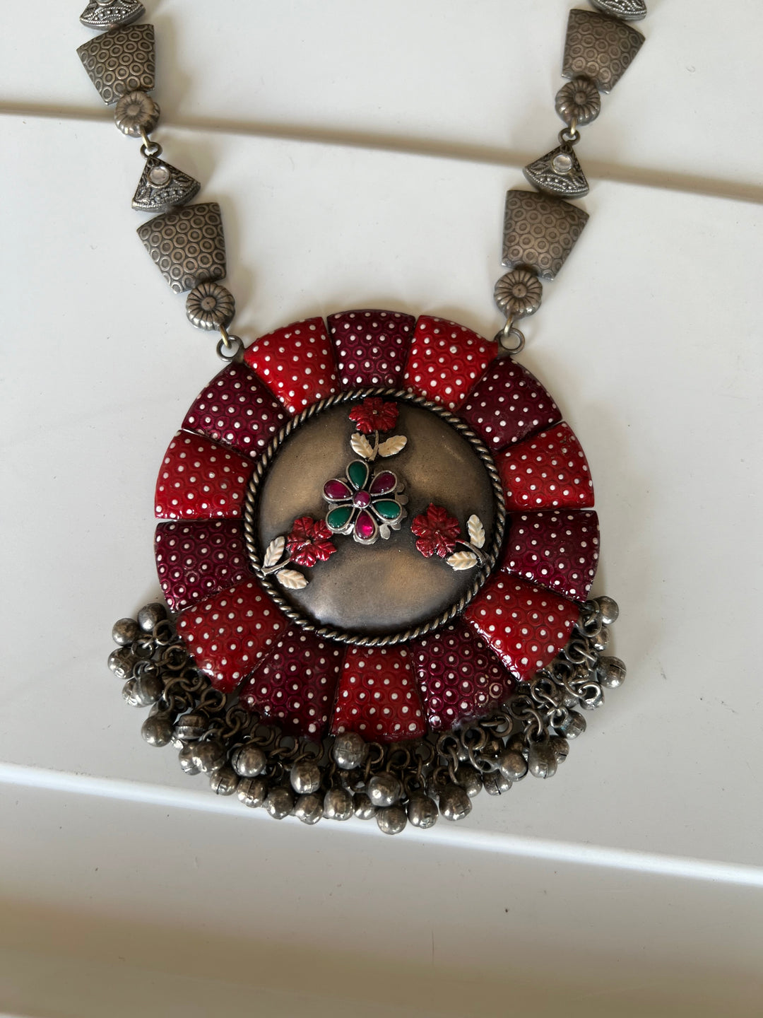Exquisite Antique Enamelled Pendant Necklace - Elevate Your Elegance