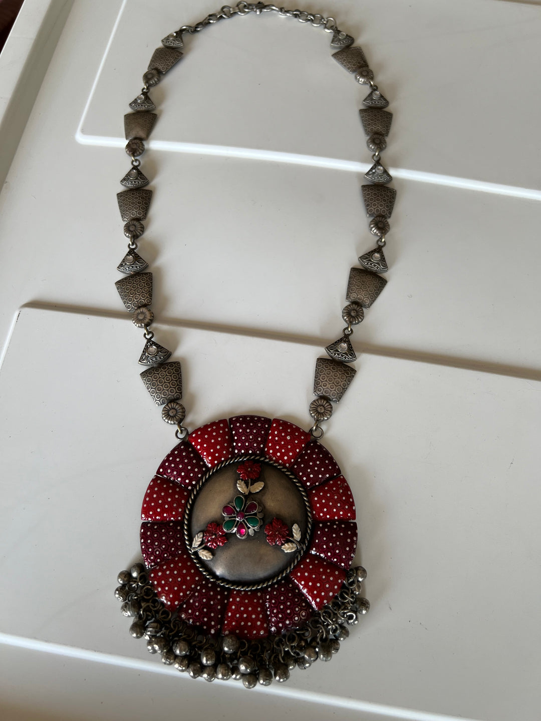 Exquisite Antique Enamelled Pendant Necklace - Elevate Your Elegance