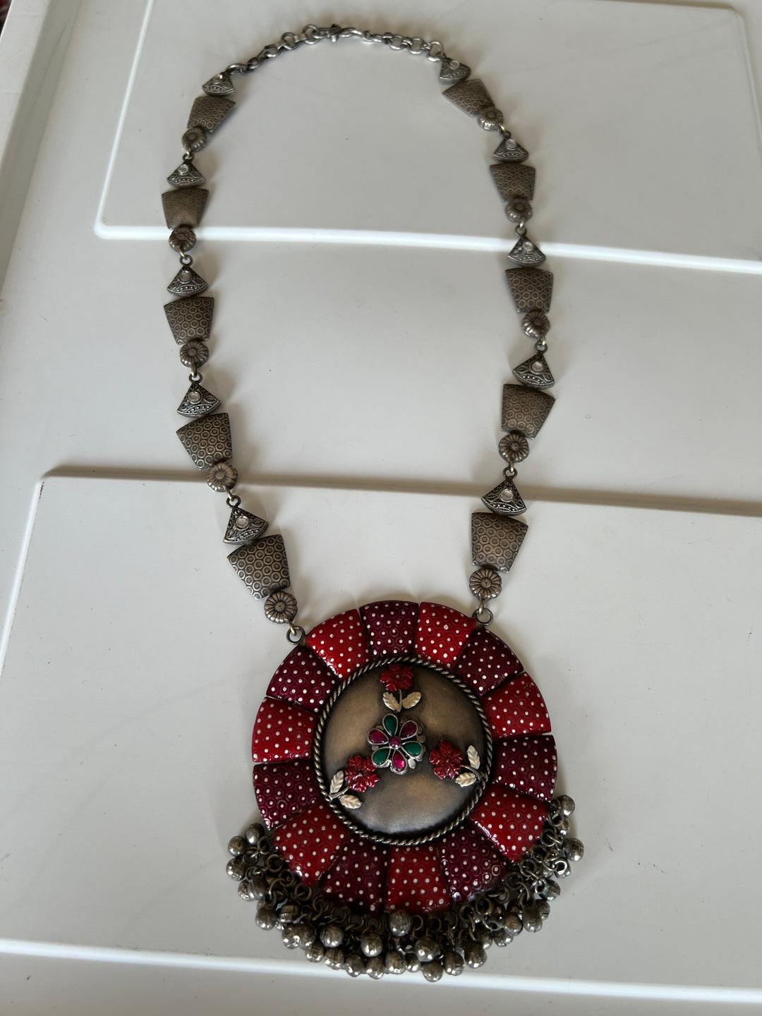Exquisite Antique Enamelled Pendant Necklace - Elevate Your Elegance