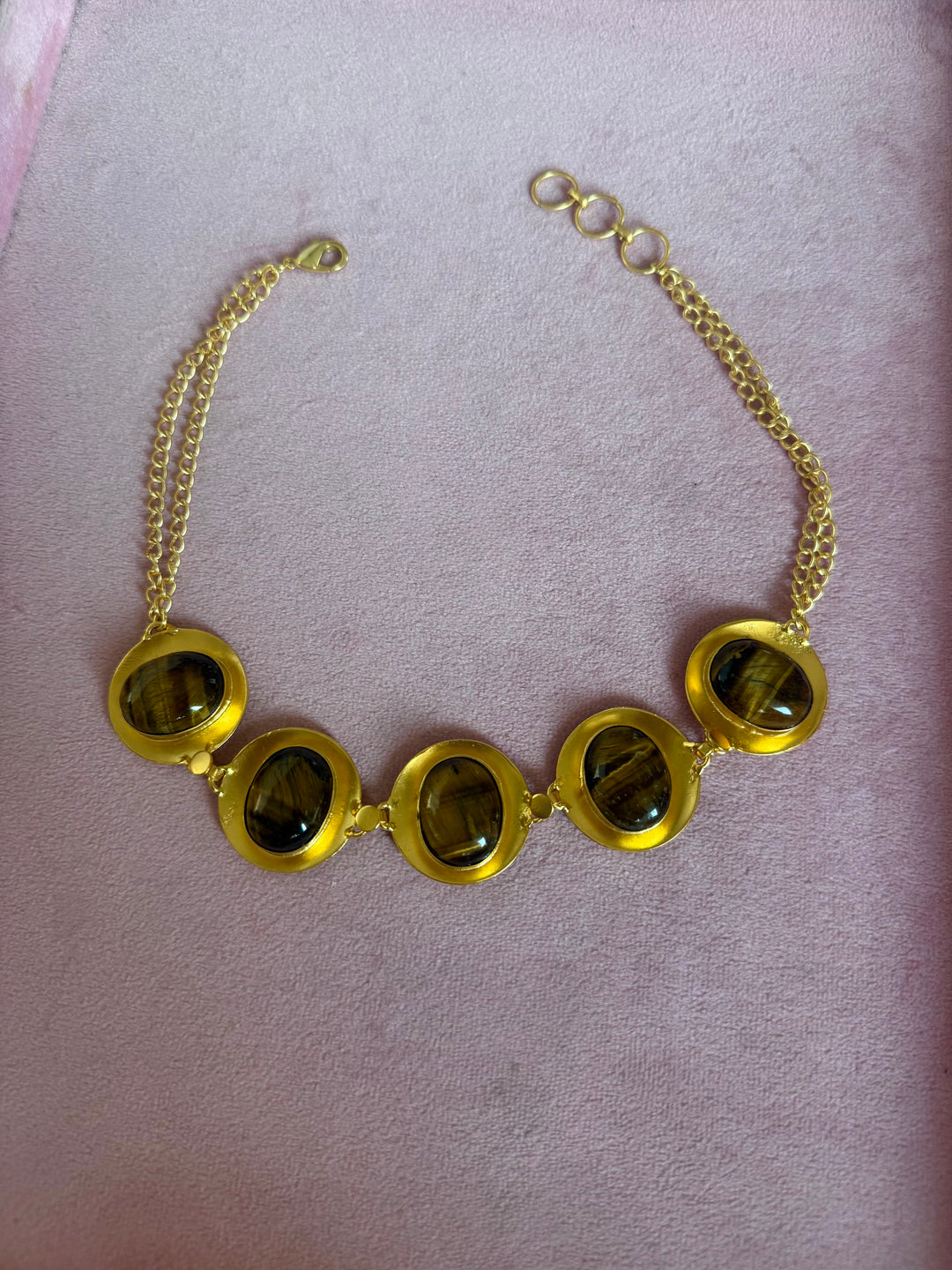 Tiger’s Eye Pod Gold-Tone Choker Necklace