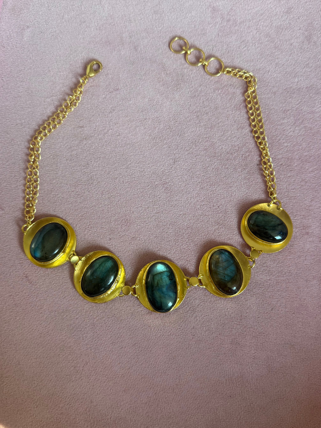 Labradorite Pod Gold-Tone Choker Necklace
