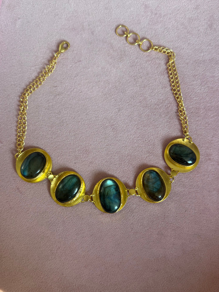 Labradorite Pod Gold-Tone Choker Necklace