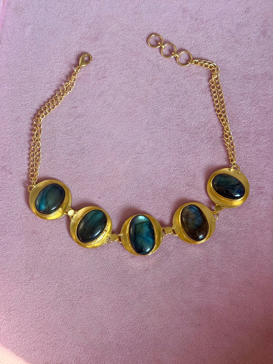 Labradorite Pod Gold-Tone Choker Necklace