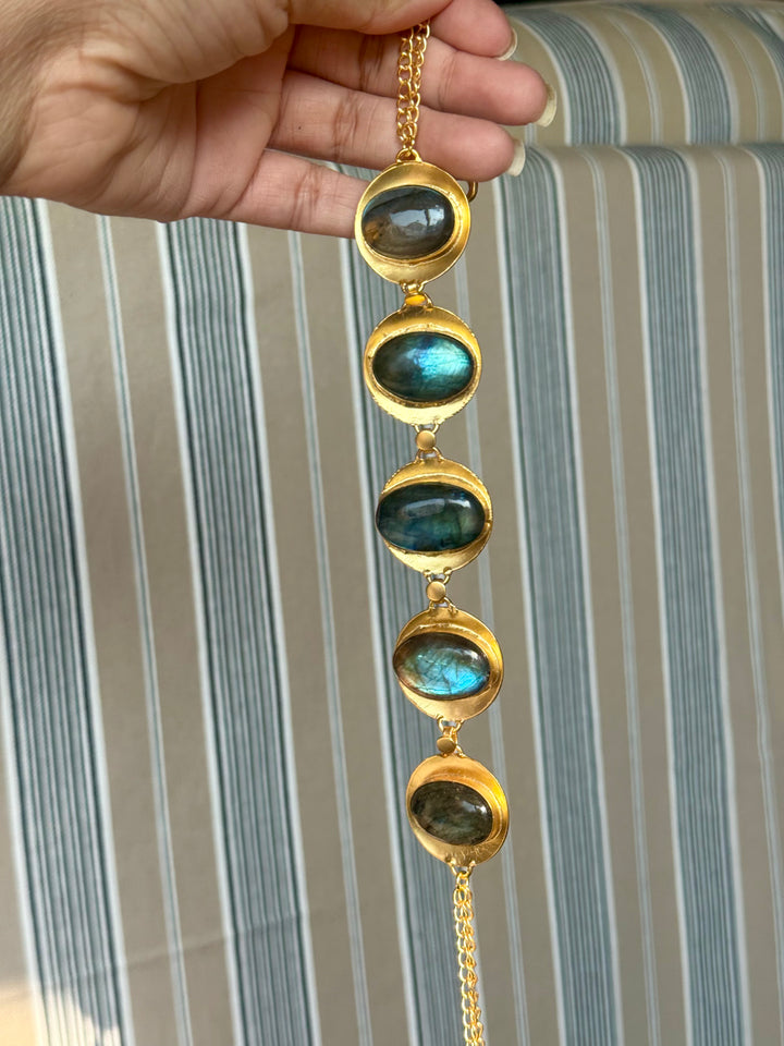 Labradorite Pod Gold-Tone Choker Necklace