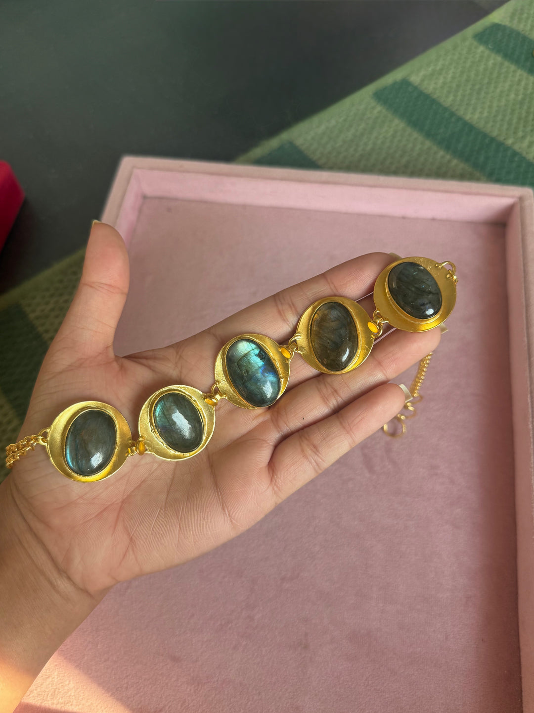 Labradorite Pod Gold-Tone Choker Necklace