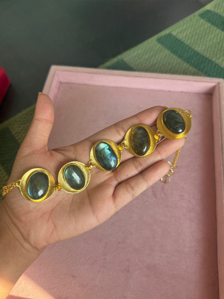 Labradorite Pod Gold-Tone Choker Necklace