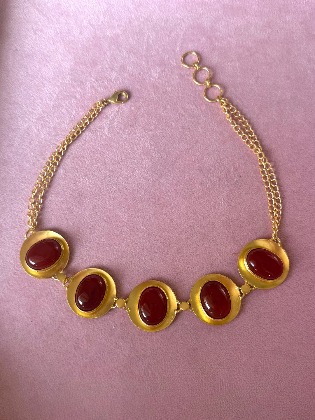 Carnelian Pod Gold-Tone Choker Necklace