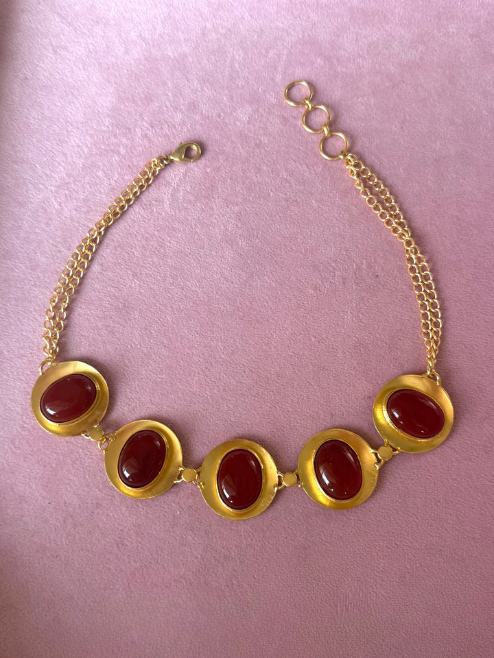 Carnelian Pod Gold-Tone Choker Necklace