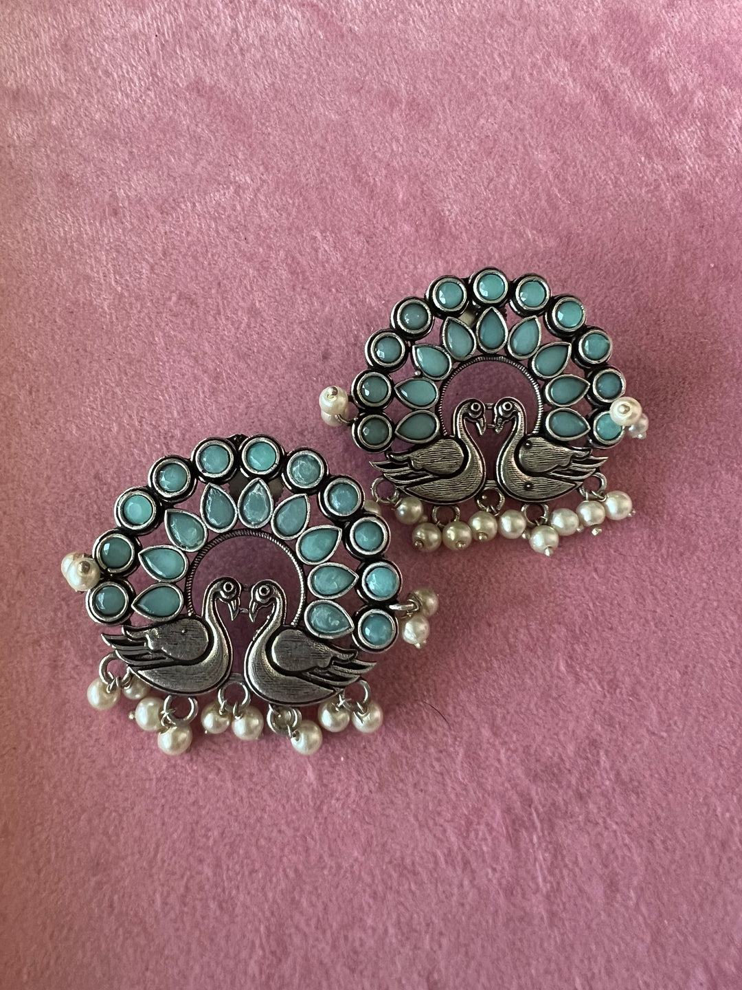 Elegant Twin Peacock Stone Stud Earrings - Perfect for Casual Chic