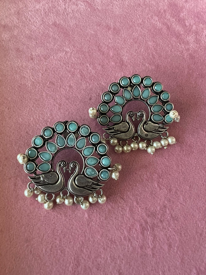 Elegant Twin Peacock Stone Stud Earrings - Perfect for Casual Chic