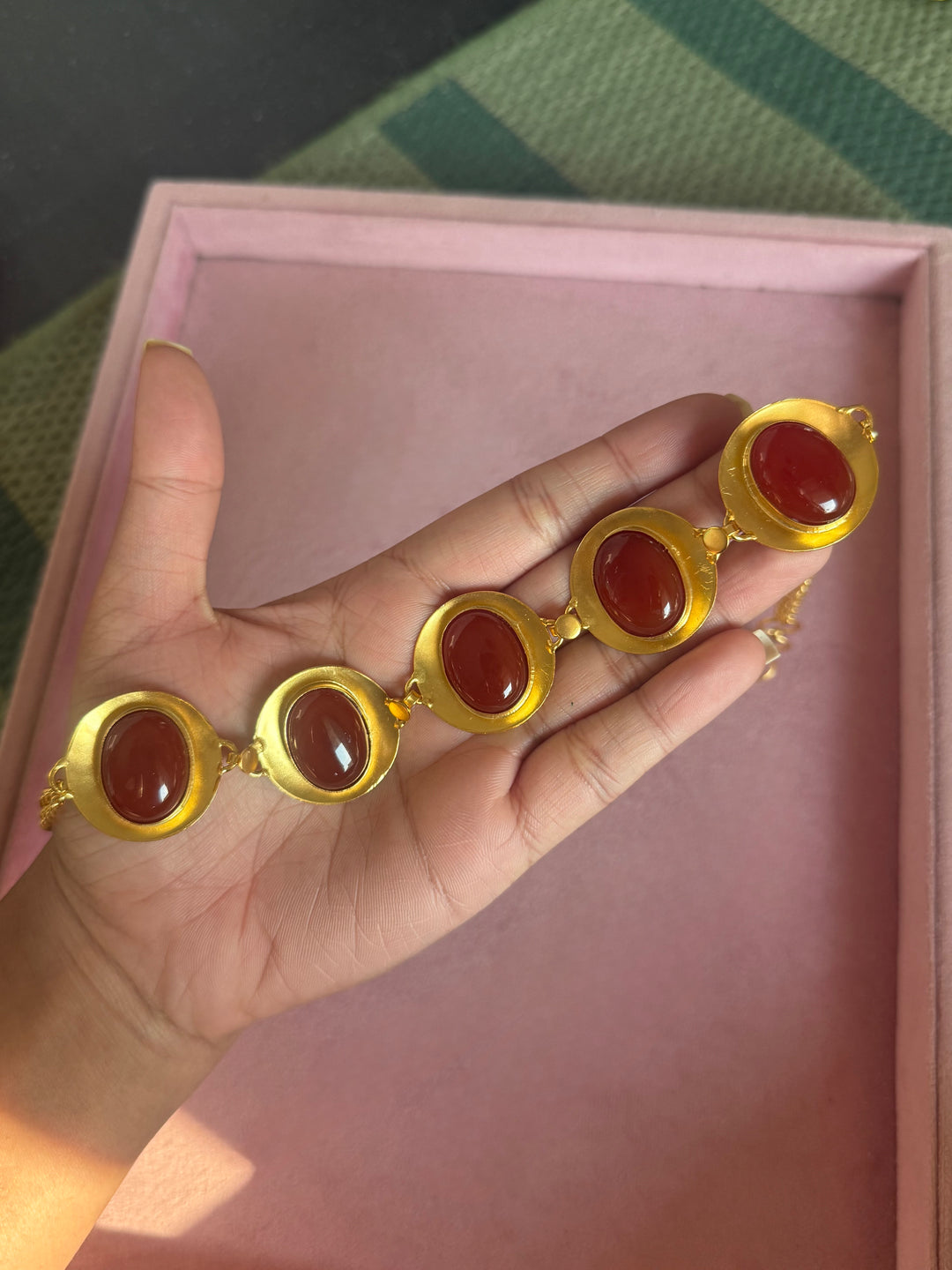Carnelian Pod Gold-Tone Choker Necklace