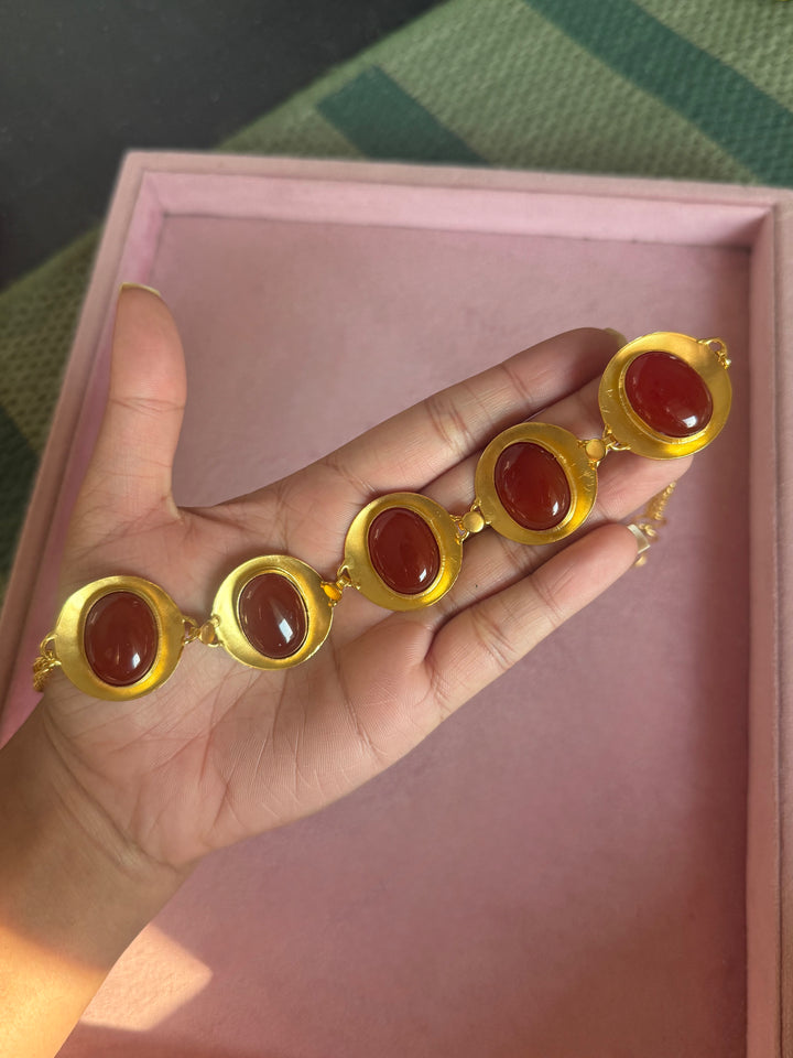 Carnelian Pod Gold-Tone Choker Necklace