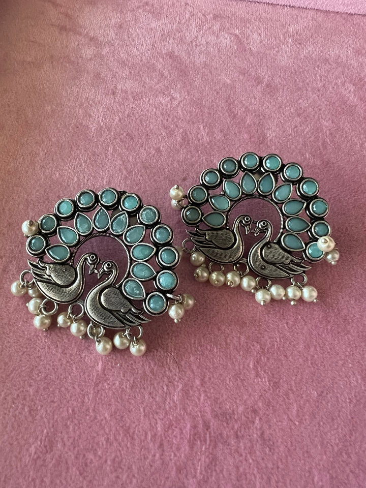 Elegant Twin Peacock Stone Stud Earrings - Perfect for Casual Chic