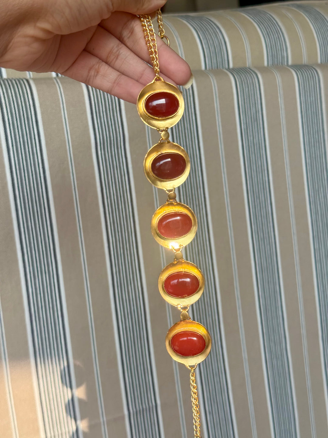 Carnelian Pod Gold-Tone Choker Necklace