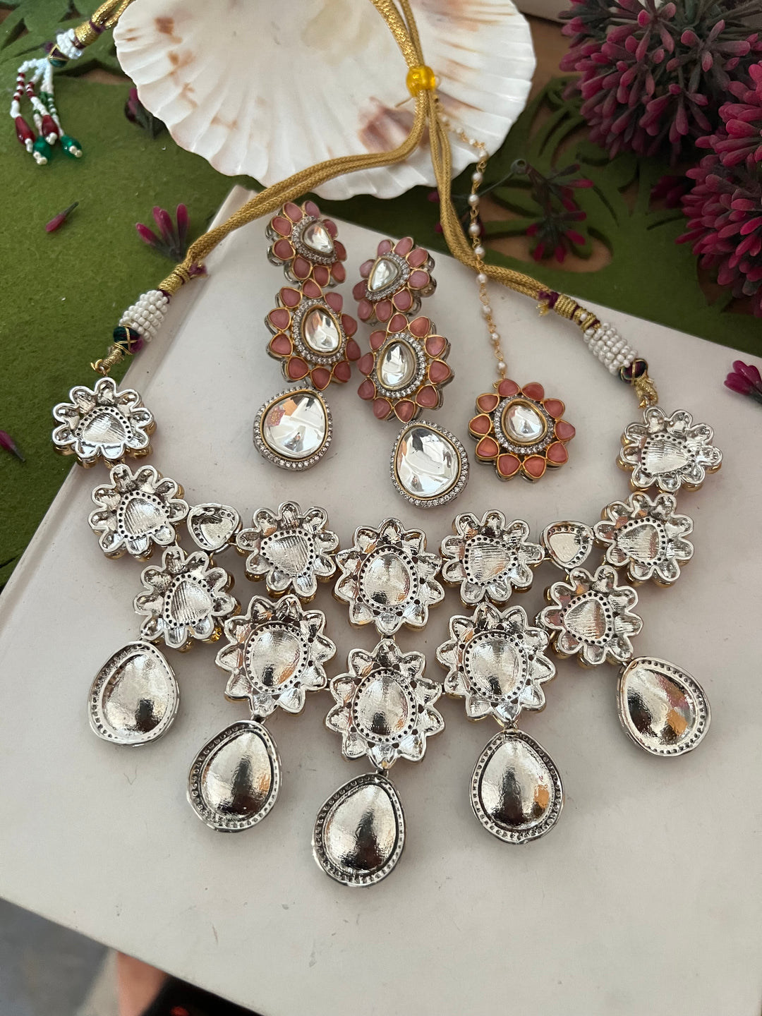Victorian Necklace with Earrings and Mang tikka / Indian Jewlery