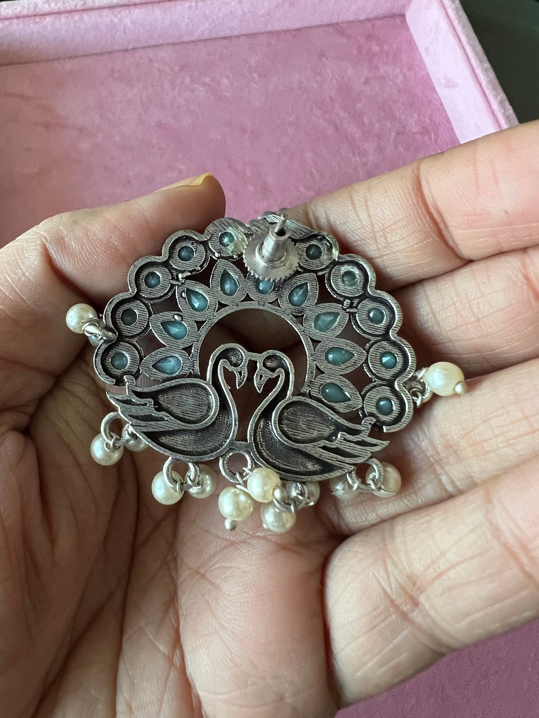 Elegant Twin Peacock Stone Stud Earrings - Perfect for Casual Chic