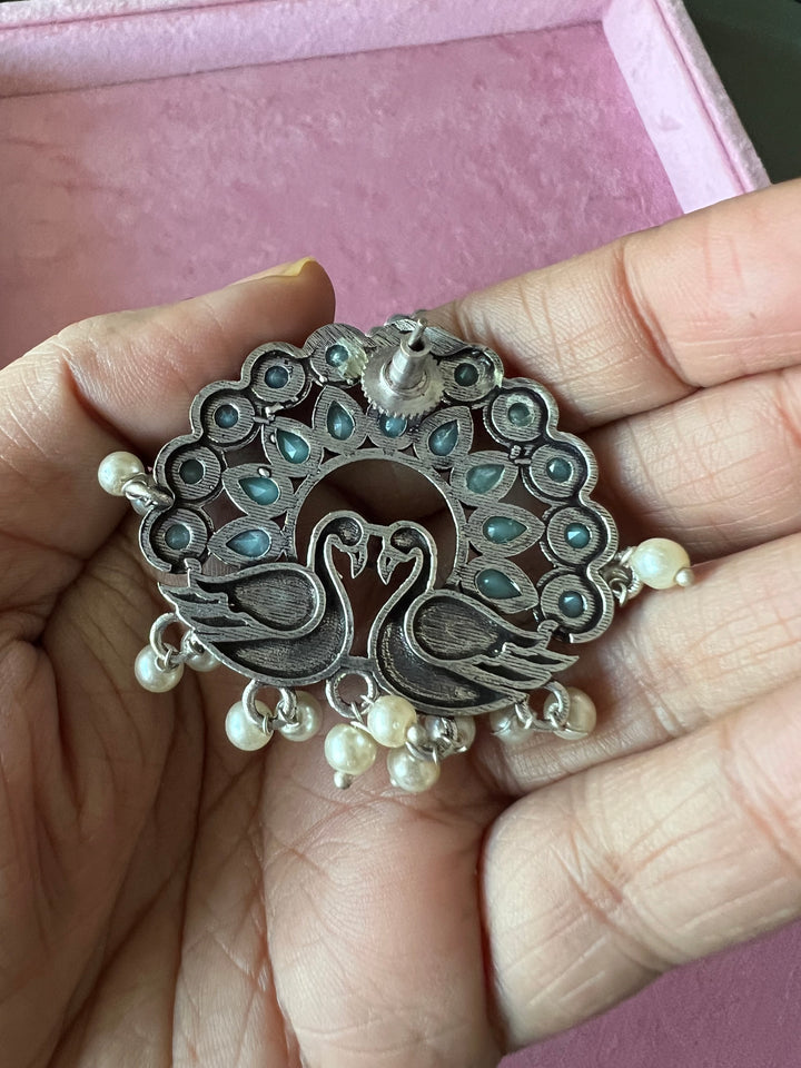 Elegant Twin Peacock Stone Stud Earrings - Perfect for Casual Chic