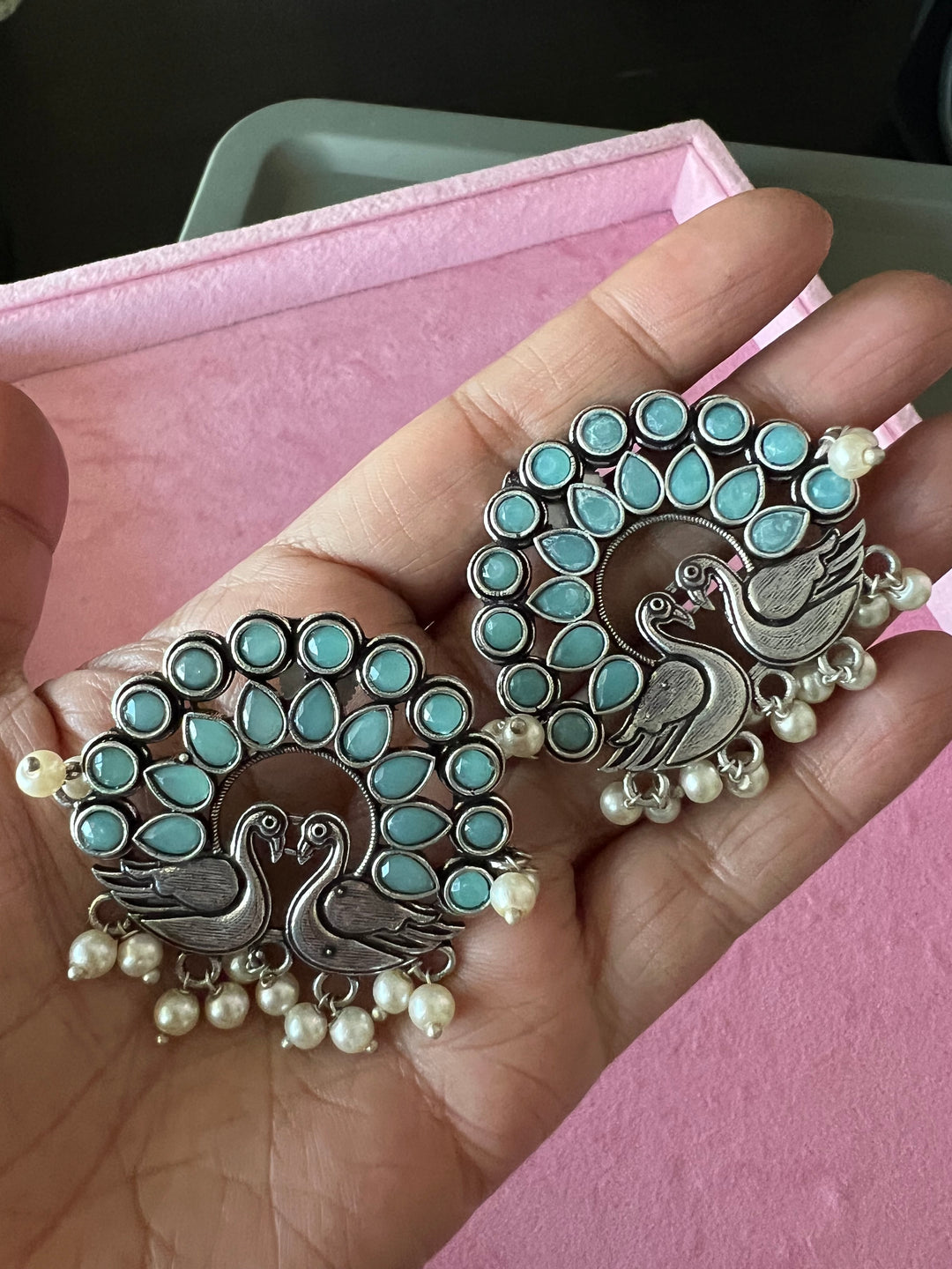 Elegant Twin Peacock Stone Stud Earrings - Perfect for Casual Chic