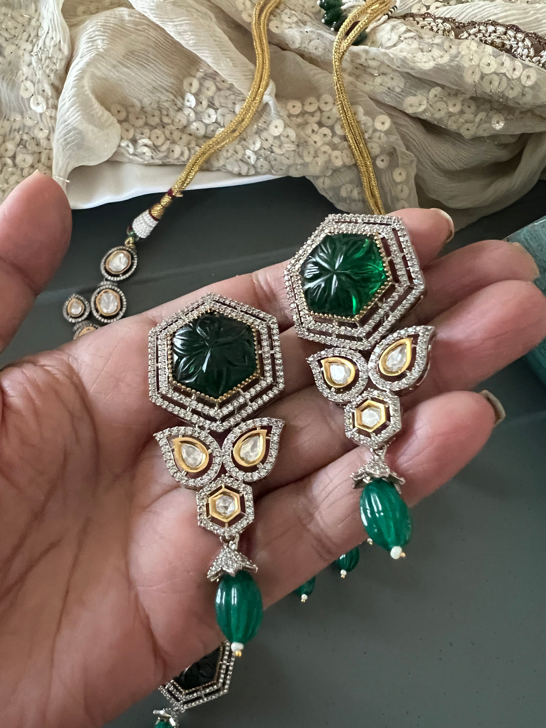 Bridal Polki Kundan Necklace with Earrings